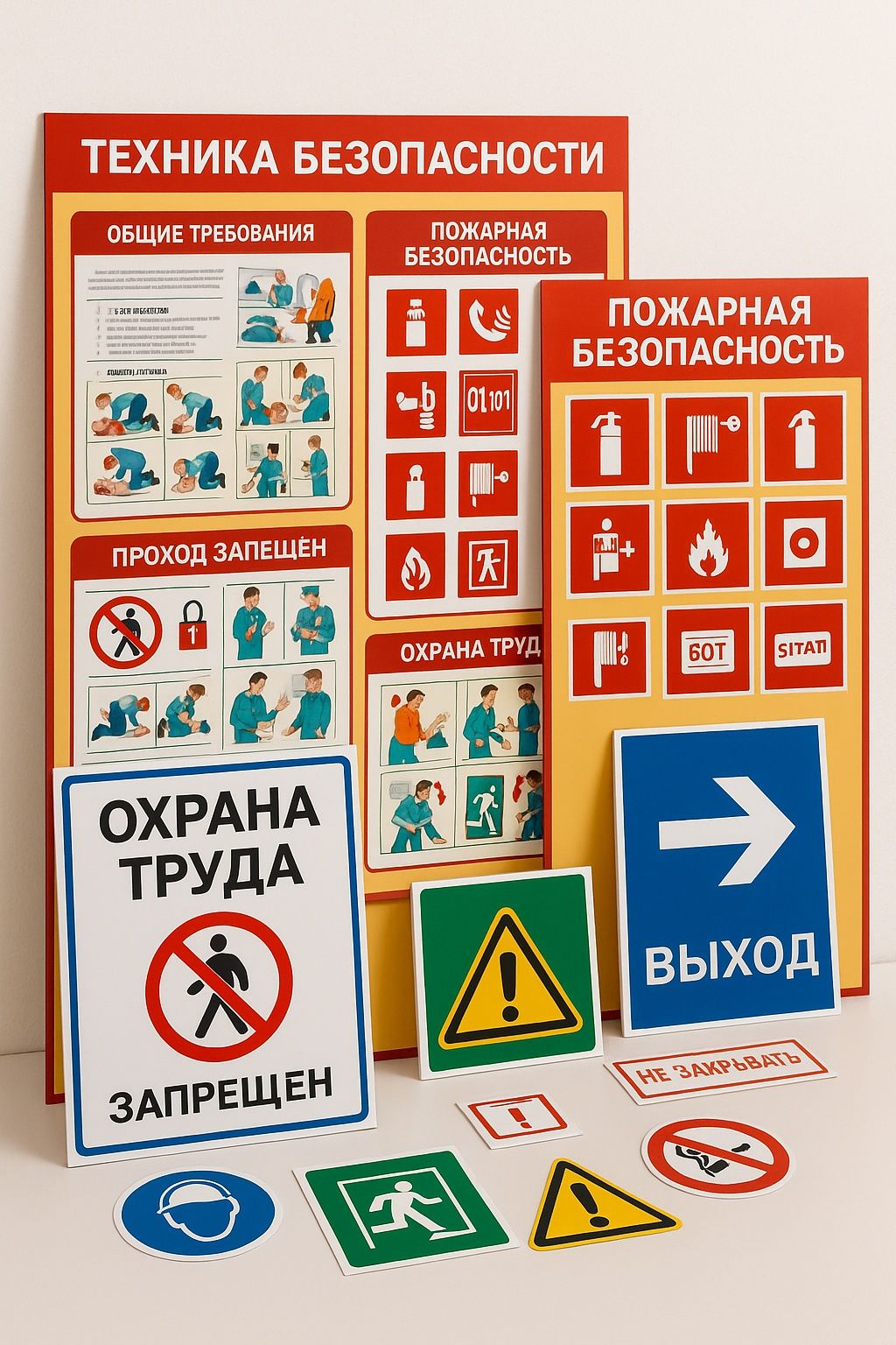 Инфо стенды: техника безопасности, охрана труда, пожарная безопасность