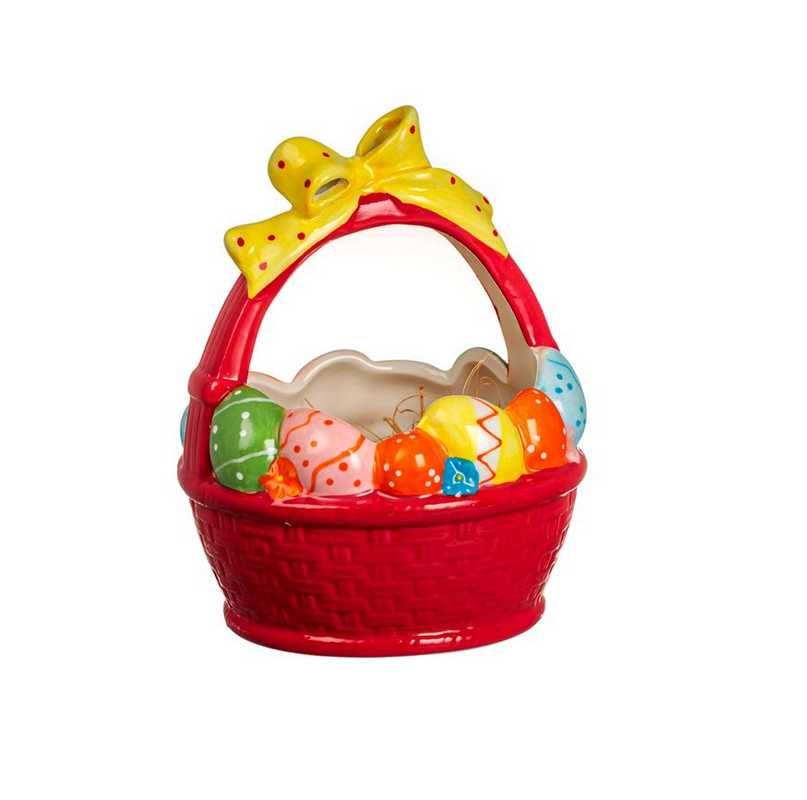 Великденска керамична кошница Mercado Trade, С панделка, За яйца