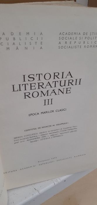 Istoria Literaturii Române III