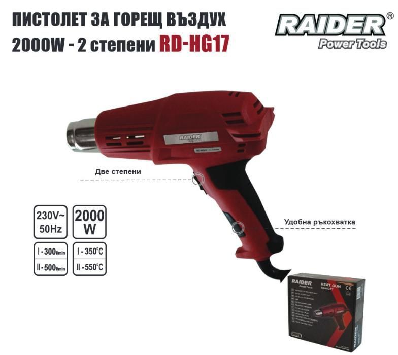 Пистолети за горещ въздух RAIDER HG17, HG18, HG20, HG21, HG22, HG23