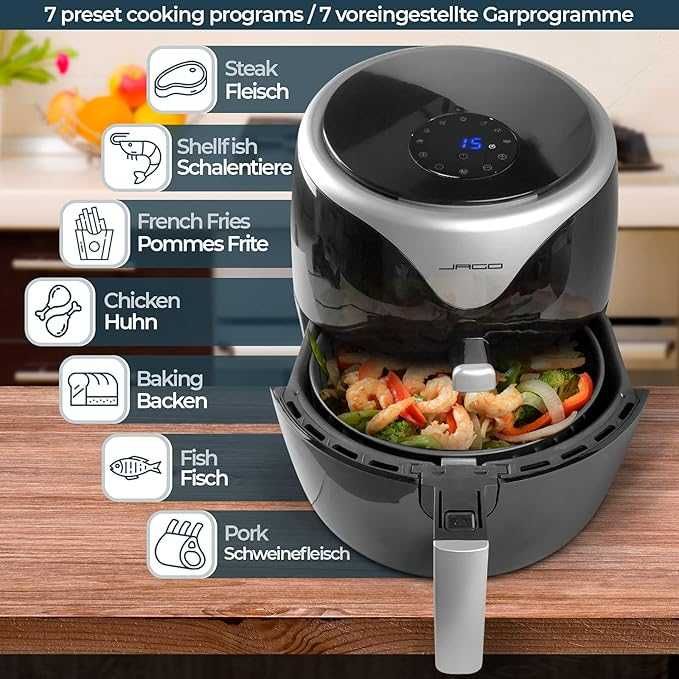 Фритюрник с горещ въздух Jago® 7-в-1 5.5 л - 1700 вата, LED дисплей