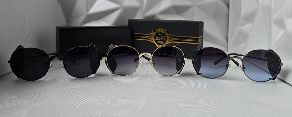 Мъжки слънчеви очила с кожа кръгли dita 3 цвята