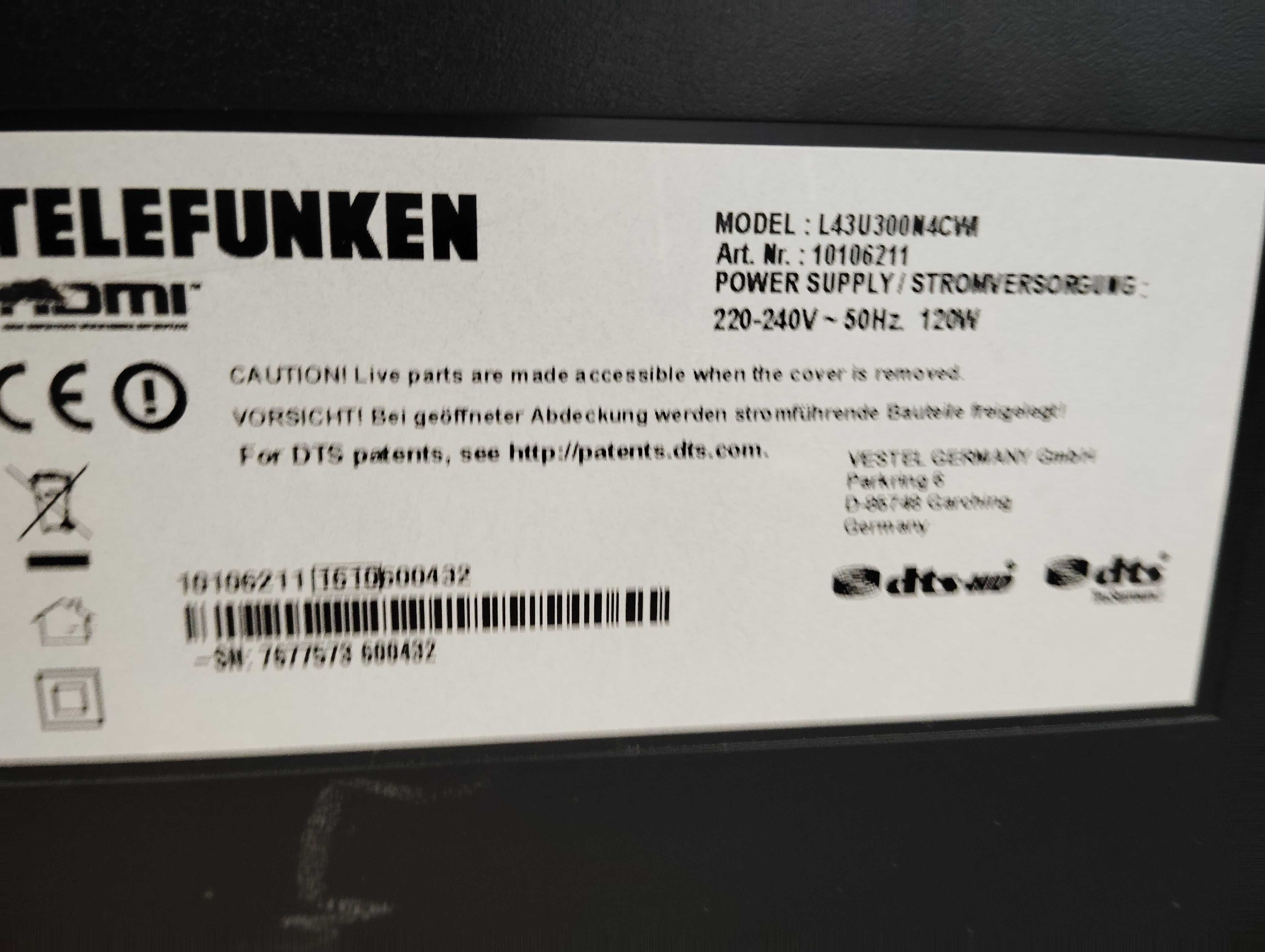 Телевизор Telefunken 43 SMART