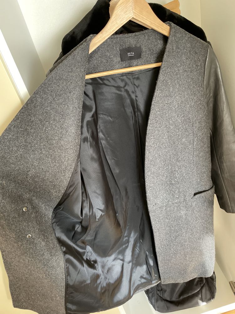 Palton oversized lana si casmir gri S-M