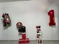 Set mot Minnie Mouse cifra 1 carton+cutii ONE+cifra 1 balon+2 baloane