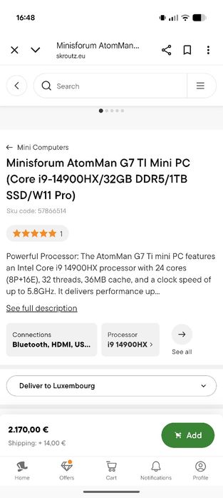 [Mini-PC Gaming] Intel i9-14900HX, RTX 4070, 32Gb DDR5, WIFI 7