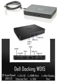 Dock USB-C DELL WD-15, cu alimentator 130W