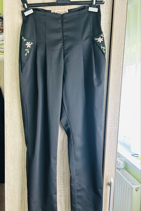 Pantalon Mathilde,negru,marimea 36,broderie