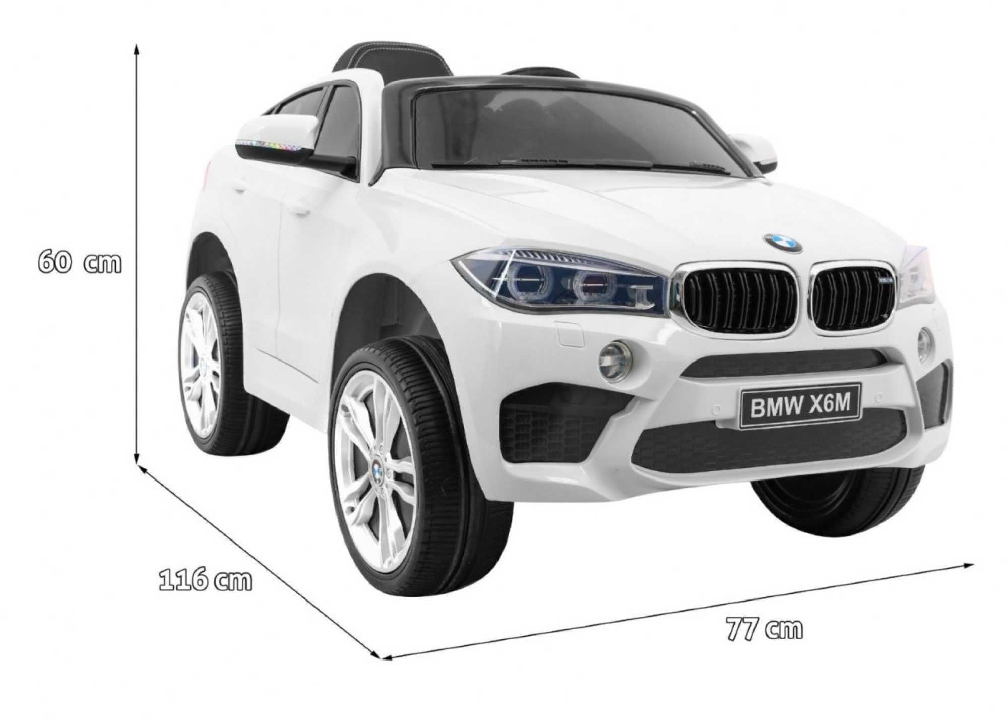 Masinuta electrica copii 1-6 ani BMW X6M Roti Moi,Scaun Piele  #Alb