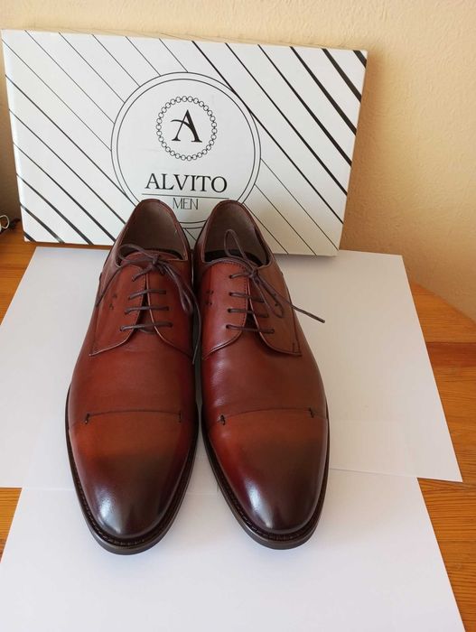 Мъжки, официални обувки Alvito от кафява кожа