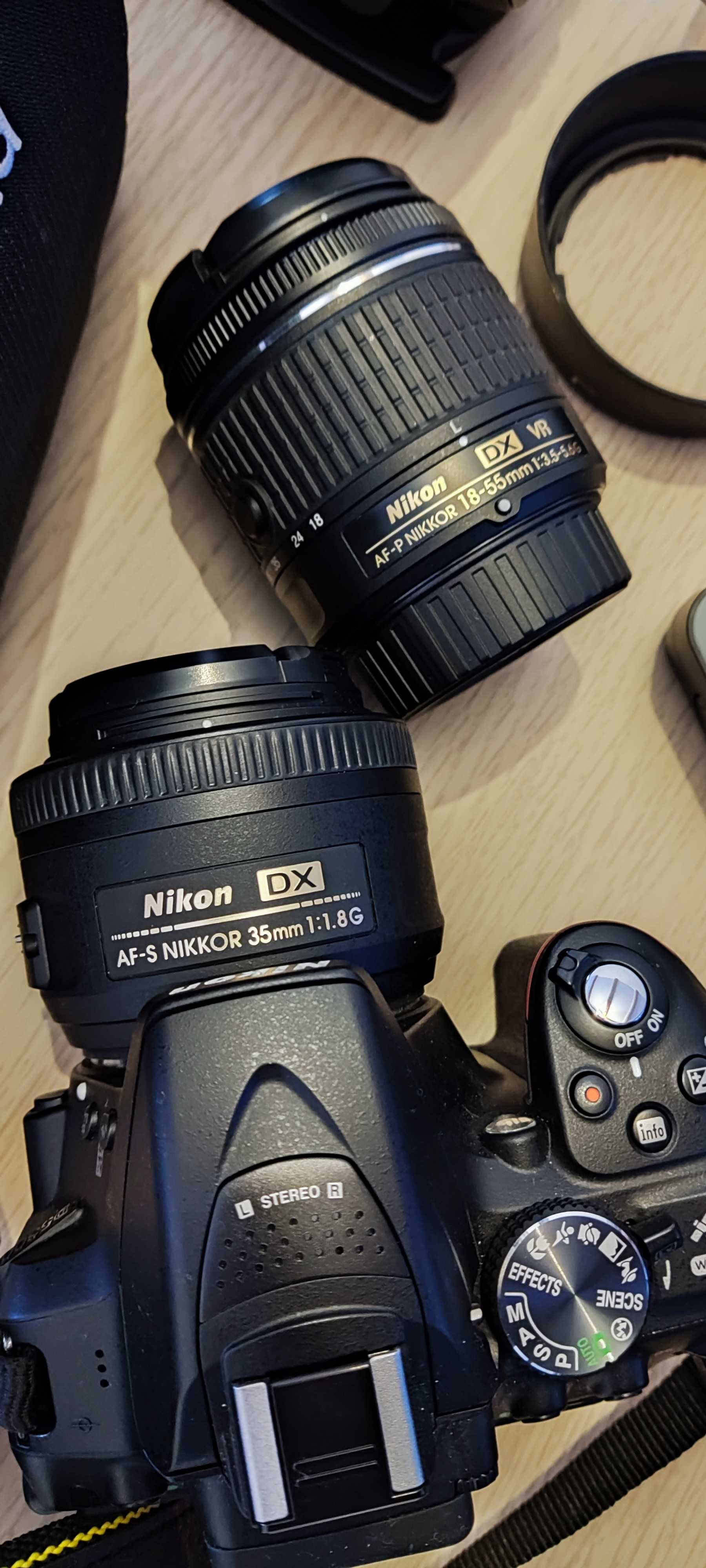 Pachet Nikon D5300 18-55mm + Obiectiv Nikon 35mm + Card si geanta
