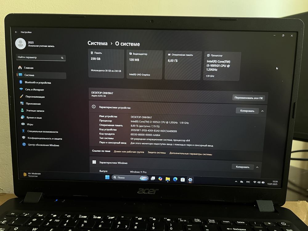 Acer Core i3 10 pokoleniya