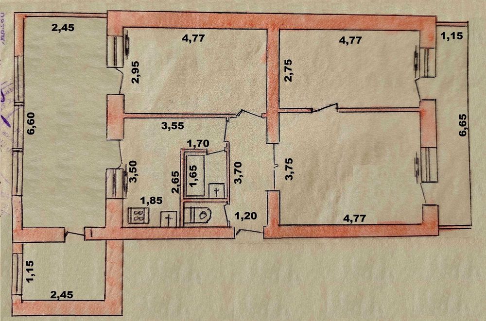 3-комнатная квартира СПЕЦПЛАНИРОВКА площадь 88 кв.м. массив Хадра Ц-14