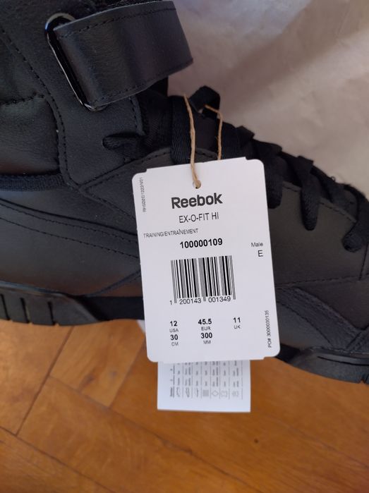 Reebok 45.5 30 см Мъжки кожени черни сникърси високи маратонки