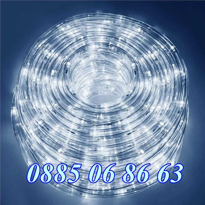 Бял светещ коледен маркуч 20 м + контролер