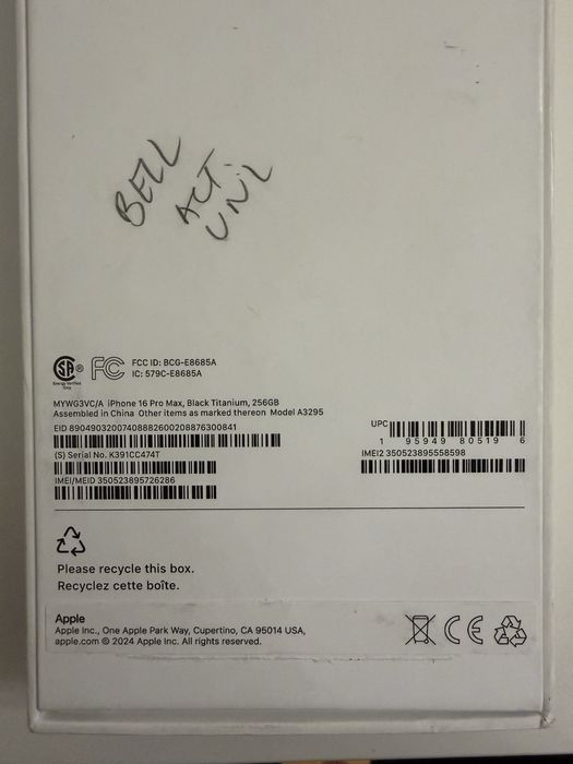 16 pro max 256 gb black battery 100%