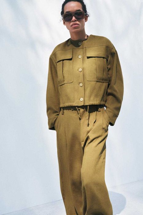 Комплект Зара бомбер+панталони, нови с етикет, лен+вискоза, S размер