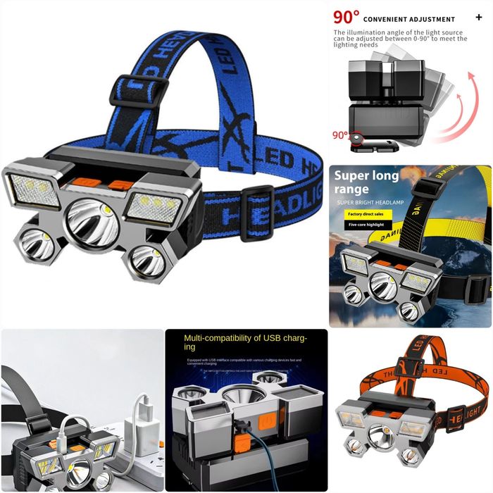 LED Bosh Fonar • COB + Spot • 230° Keng Nur • Kuchli • USB Zaryad