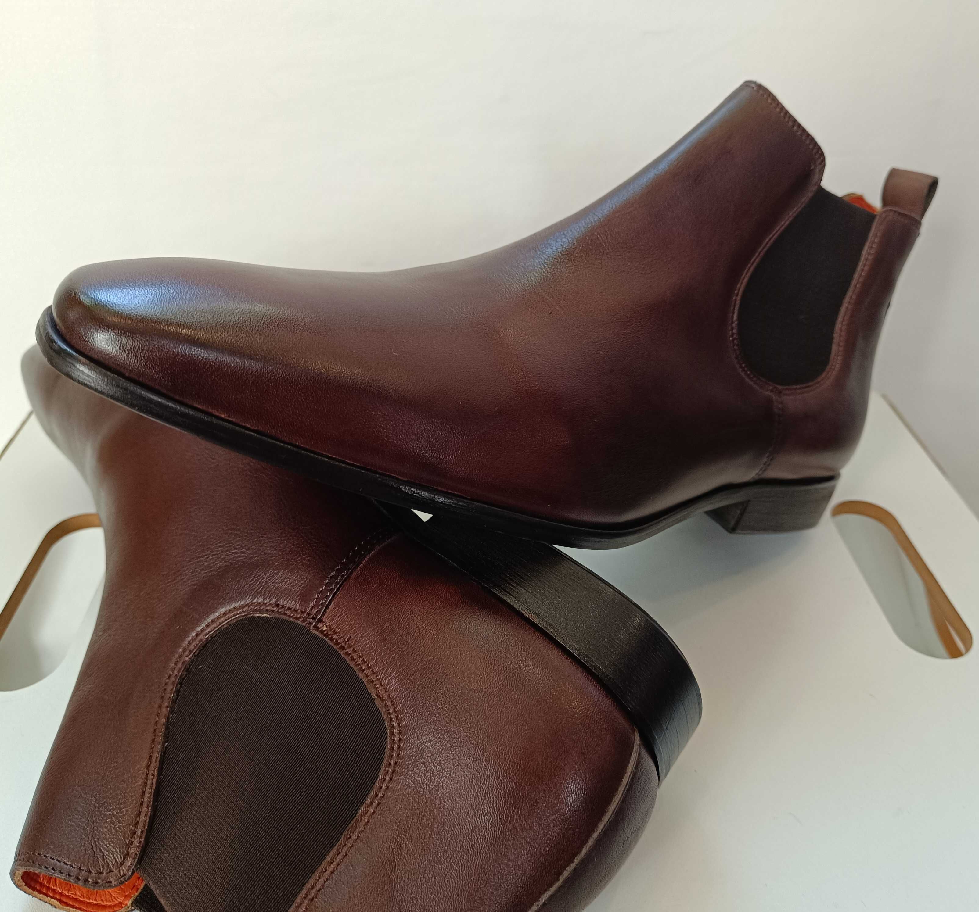 Ghete chelsea 43 43.5 plain toe premium GREVE NOI piele naturala moale