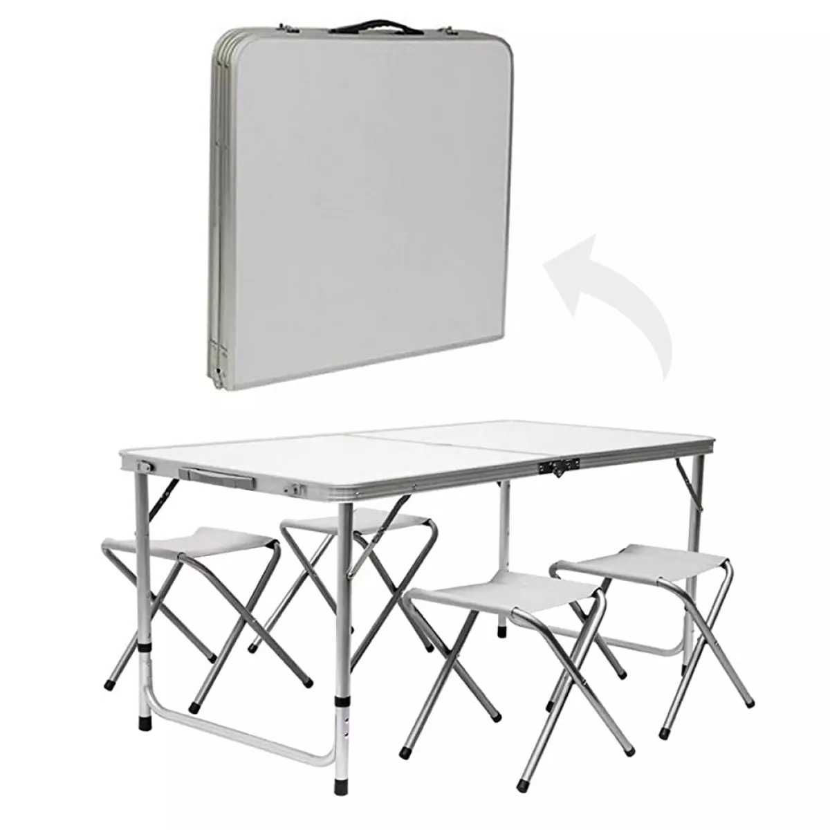 Сгъваема маса за къмпинг с 4 стола - преносима, комплект за пикник