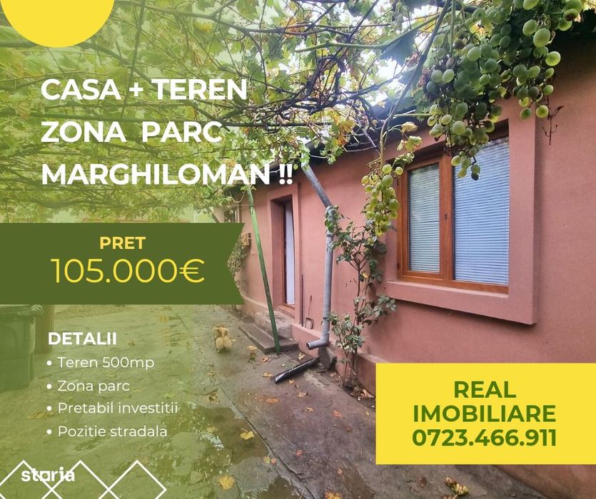 Casa+teren 435mp, zona Parc Marghiloman !