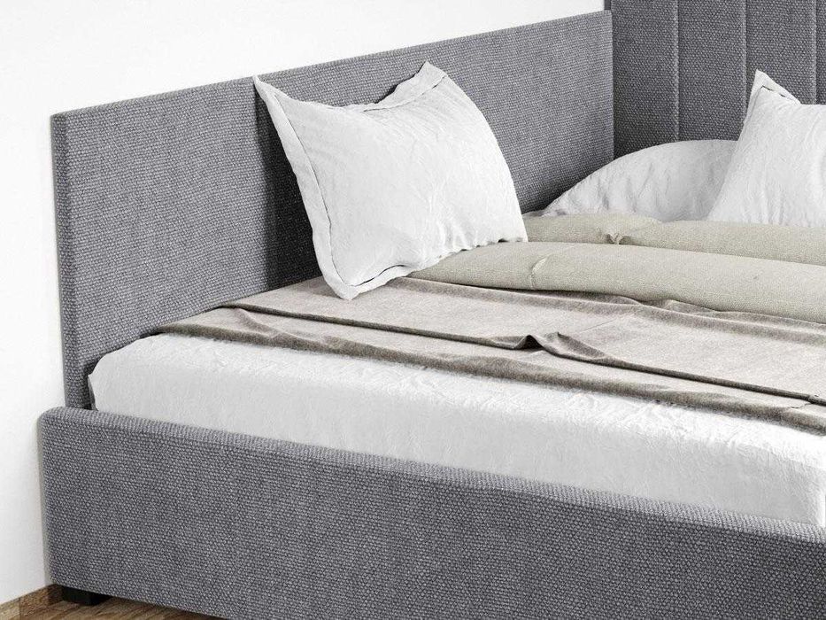 Pat Tapitat de colt saltea de 190 Adam Gri Eden 18 rabatabil + lada