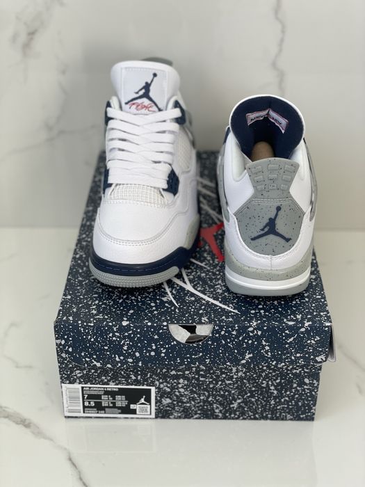 Air Jordan 4 Retro Midnight Navy White Nike Cement