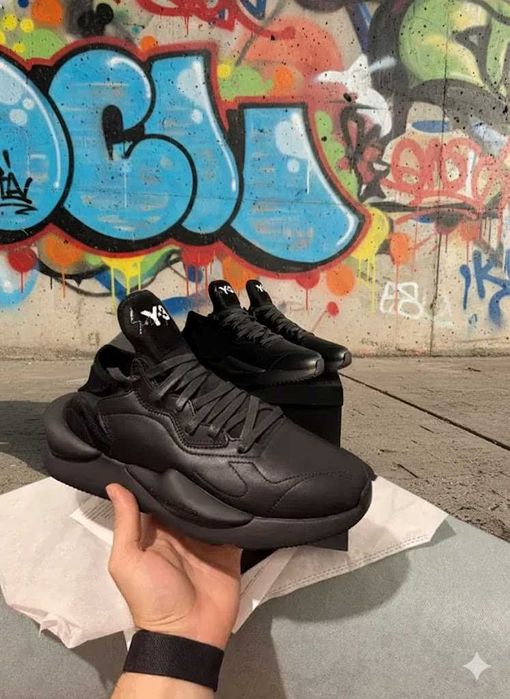 Adidasi Y3 Kaiwa Black - Piele Naturala - Full Box