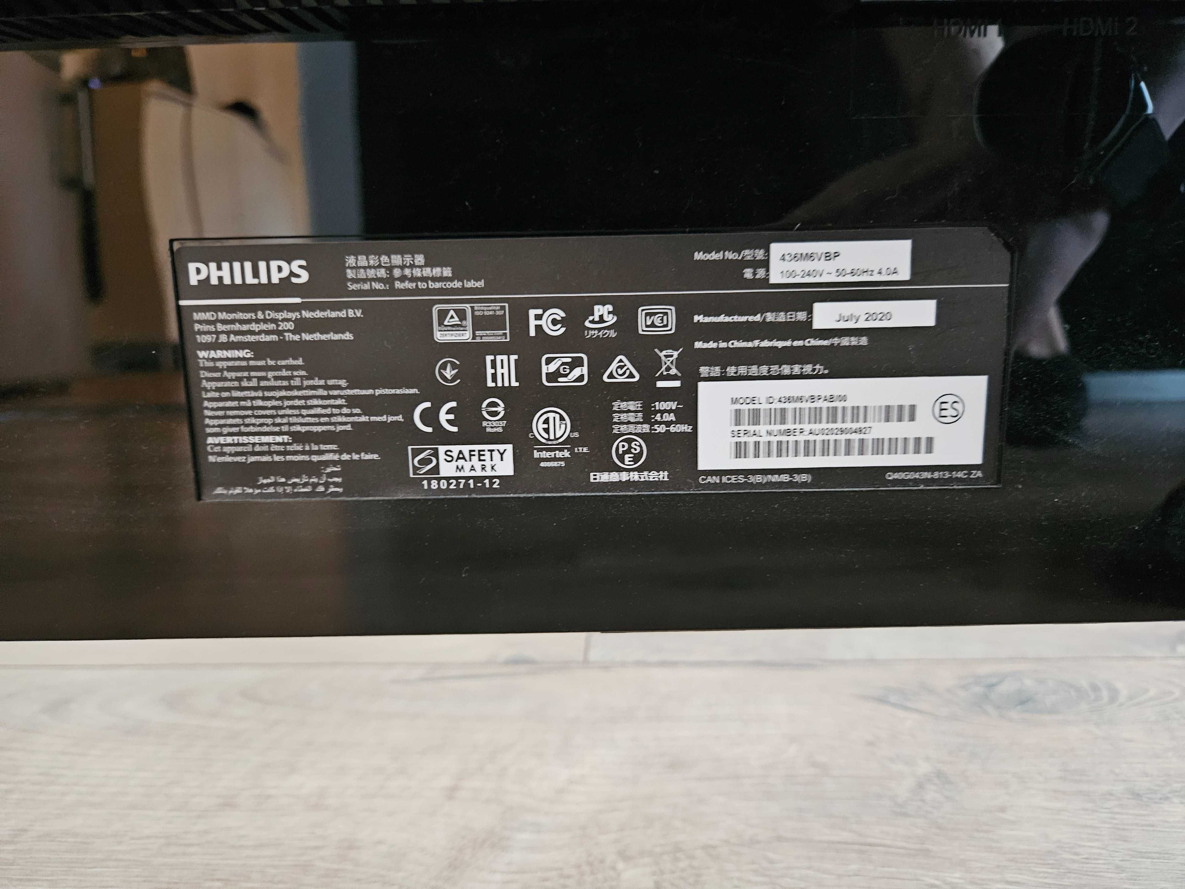 Monitor gaming LED VA Philips 42.5", Quantum Dot, 4K UHD, 436M6VBPAB