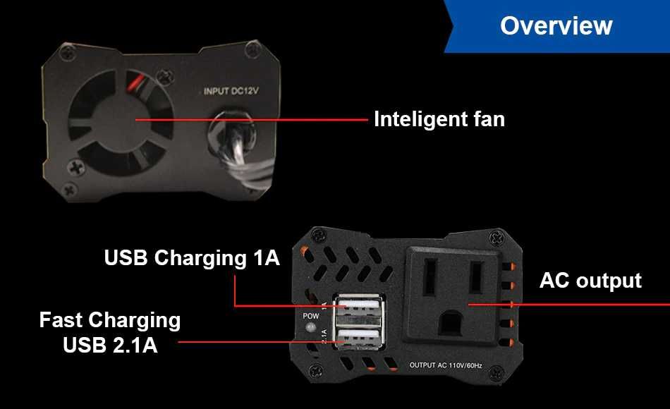 EASUN POWER 200W invertor auto 12v 220v, CAMPING, PESCUIT