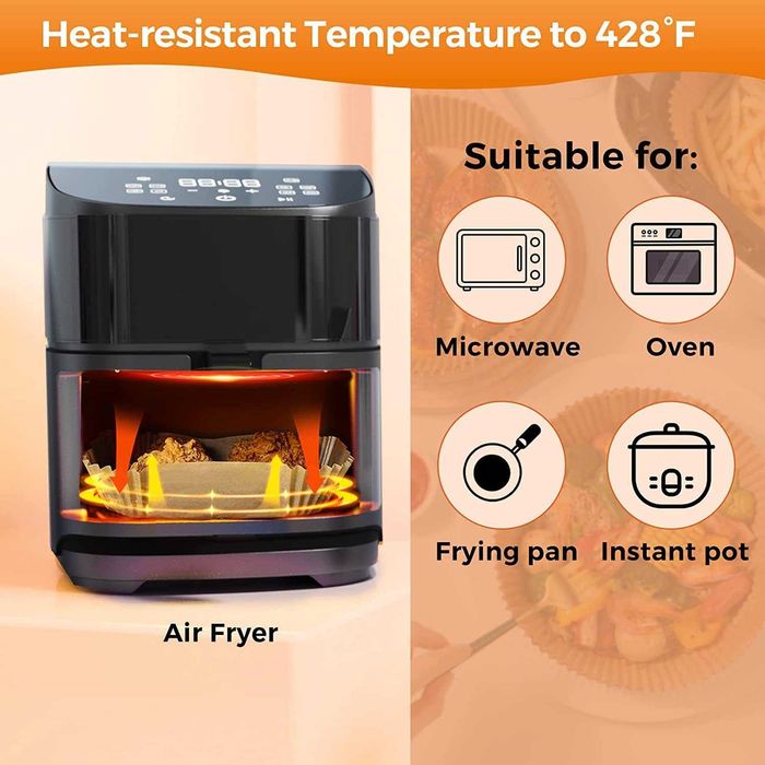 Set 50 hartie de copt pentru friteuza cu aer cald antiaderenta 16x16cm