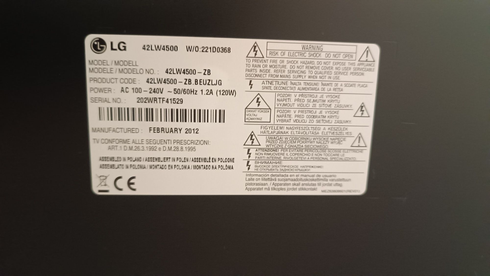 TV LG Led LW45000