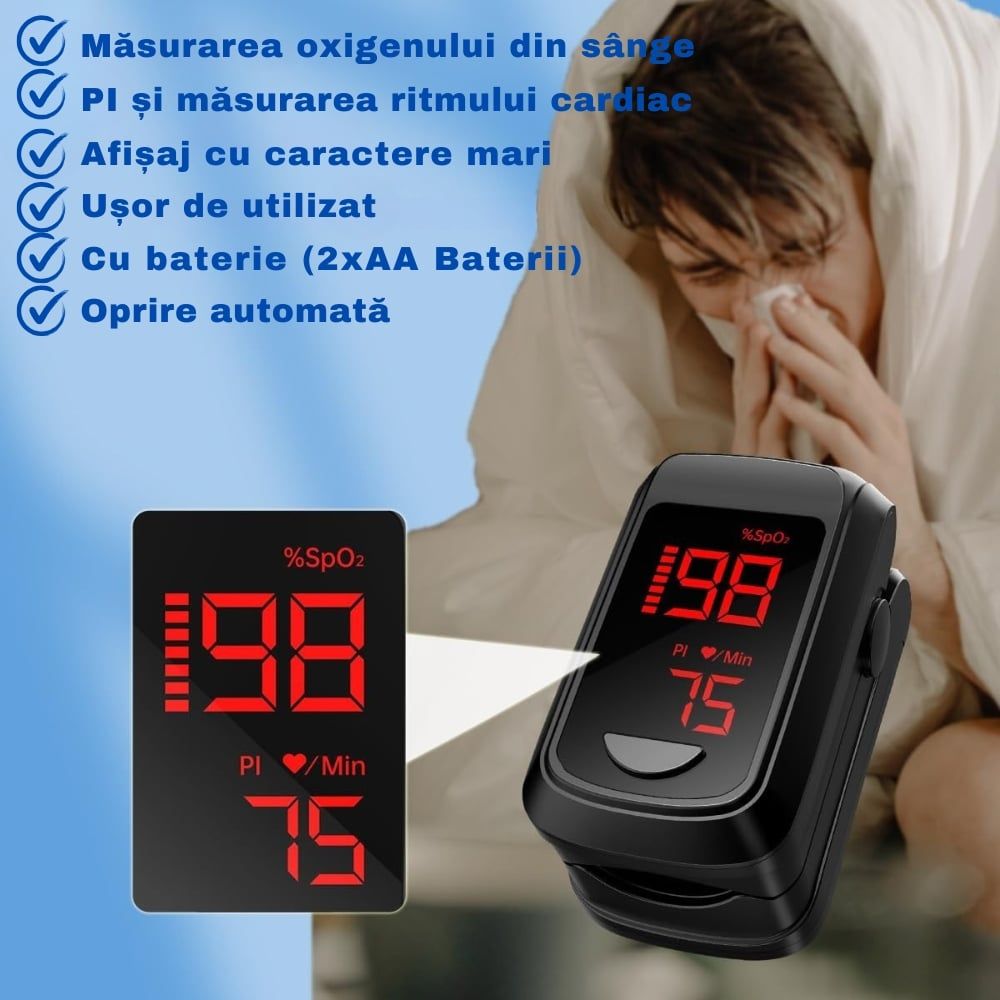 Pulsoximetru de Deget pentru Monitorizare si Verificarea Pulsului