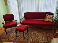 Ретро диван с две кресла/ фотьойл и две табуретки