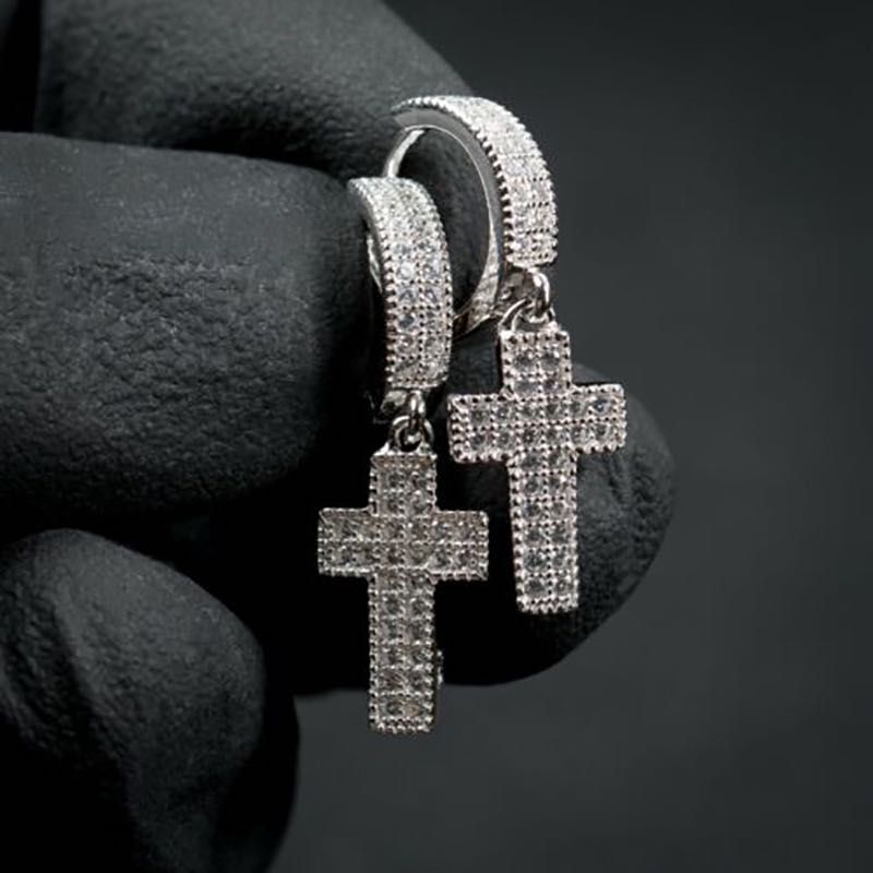 Cercei Cruce Cross cu Cristale Zirconia Hip-hop Unisex