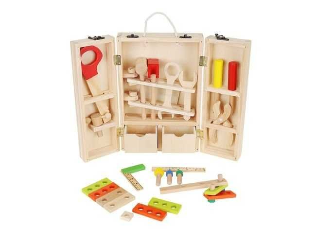 Дървен куфар с инструменти, детски инструменти, Малък майстор