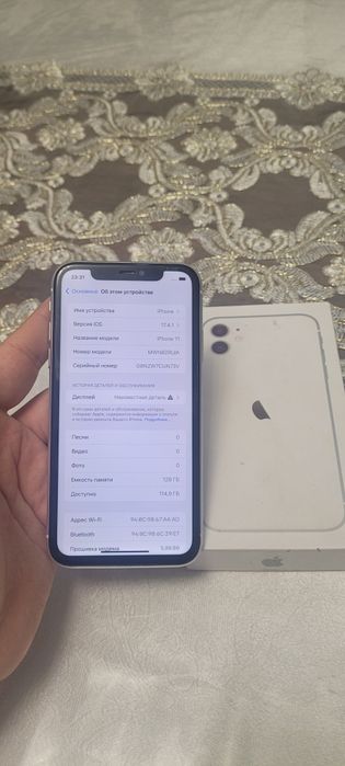 Apple Iphone 11 128GB White Silver Original Karobka Holati Yaxshi Zor