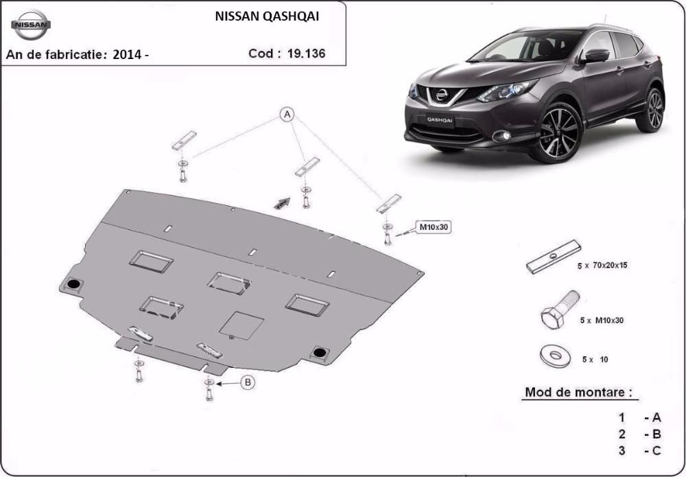 Scut motor metalic Nissan Qashqai dupa 2014