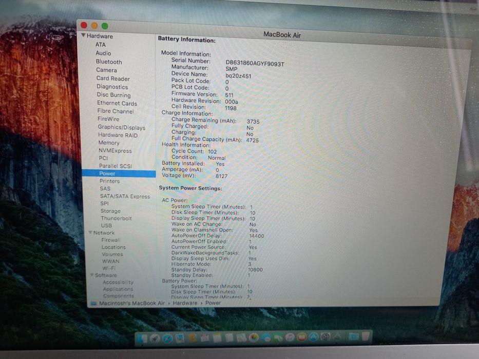 Лаптоп Apple MacBook Air A1465 EMC 2631 Intel Core™ i5-4250U за части