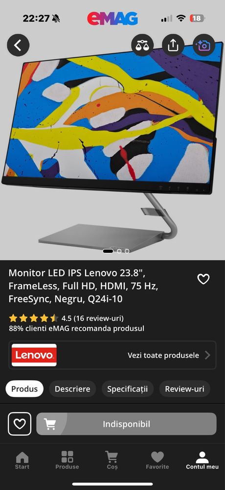 Sistem Desktop PC Gaming Lenovo Legion + Monitor LED IPS Lenovo 23.8"