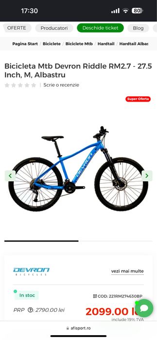 Bicicleta Mtb Devron Riddle RM2.7 - 27.5 Inch, M,