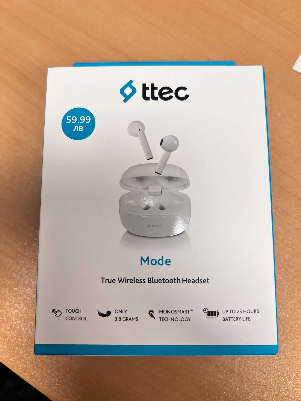 НОВИ Безжични слушалки ttec - TWS Mode, бели