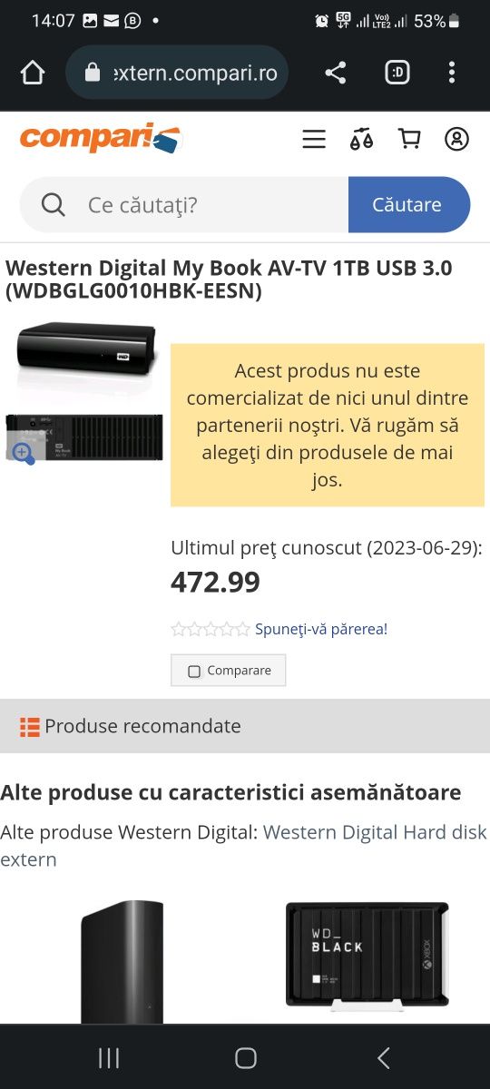 Western Digital My Book AV-TV 1TB USB 3.0 (WDBGLG0010HBK-EESN)