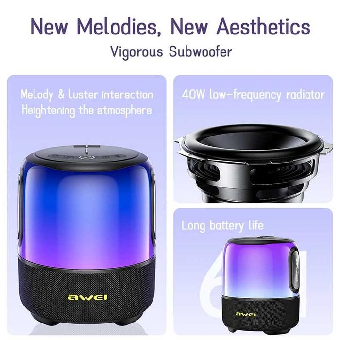 Awei Y680 40w — портативная колонка с подсветкой. Есть доставка