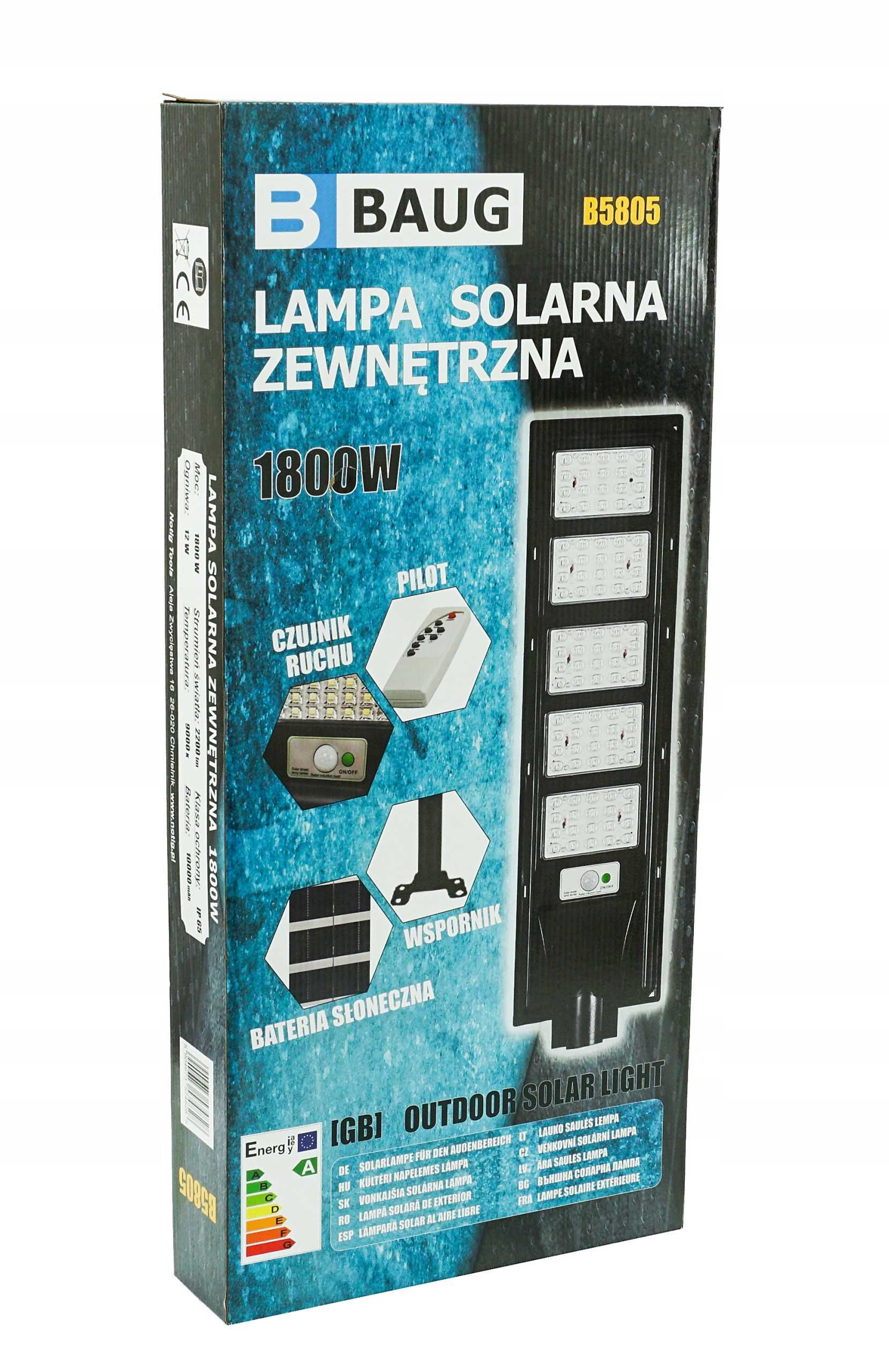 Lampa LED solara exterior 1800W senzor telecomanda 10Ah+suport (B5805)