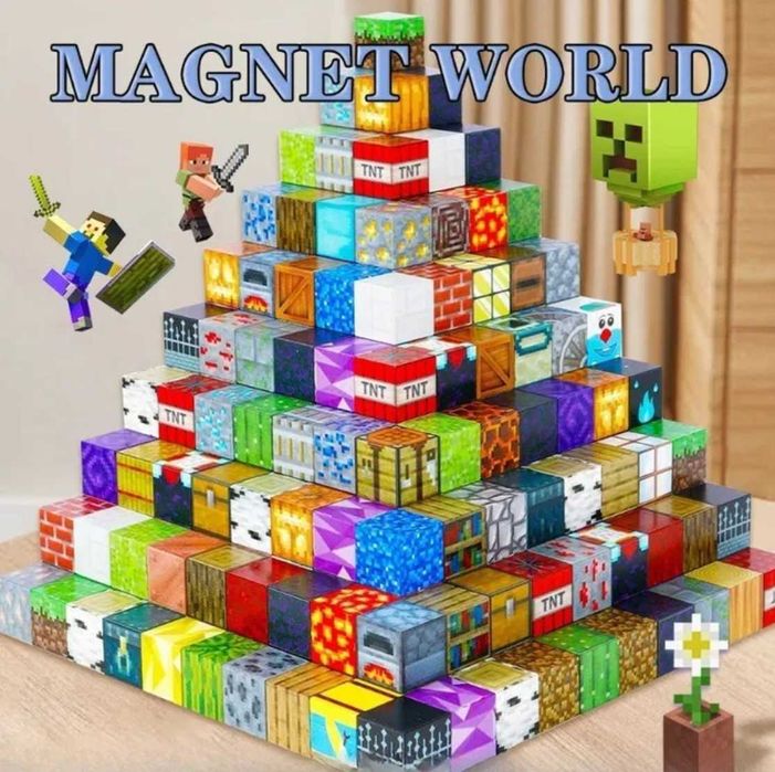 Магнитни кубчета Майнкрафт 100 бр. в кутия Minecraft Magnetic Blocks.