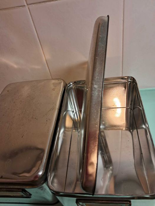 cutii vintage ,inox,27cmx16cmx12cm