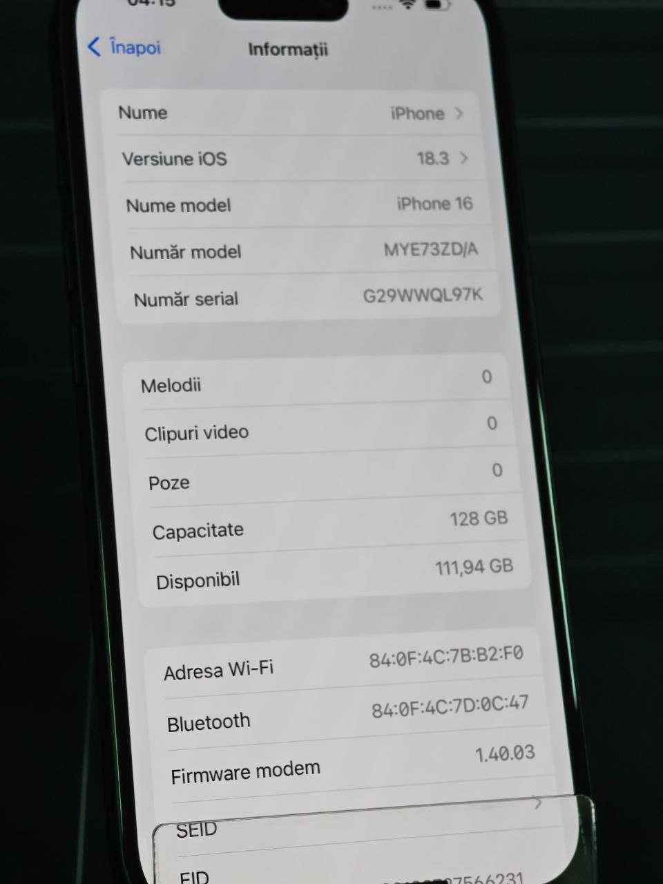 Telefon Apple Iphone 16 128 GB - Cod 83176