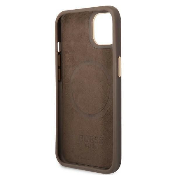 Guess hardcase 4g logo plate magsafe - дизайнерски кожен кейс с magsaf