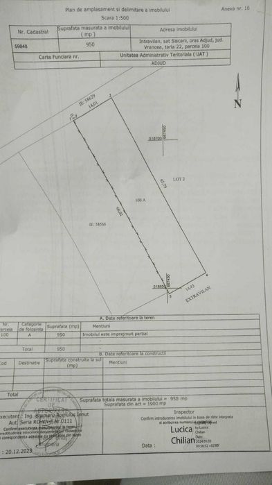 Teren intravilan 950mp (loc de casa)